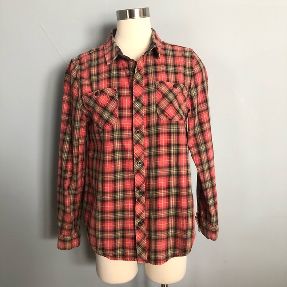 Junk Food Peace Sign Orange Flannel Button Up - Picture 3 of 9